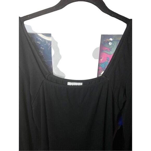 LNA Santo, black, slim, fit square neck, knit, top size large - Picture 4 of 5